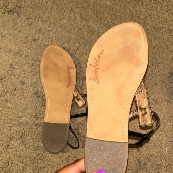 Sam Edelman Black and Brown Sandals with Ankle Wrap - Picture 4 of 13